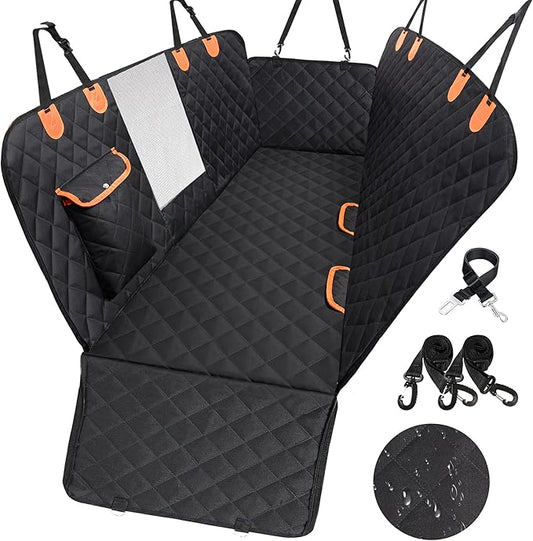 Dog Car Seat Cover for Back Seat 600D Scratchproof Nonslip Durable Waterproof Cars Pet Backseat Covers with Mesh Window Dogs Hammock for Car，SUV (54" W 58" L)