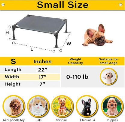 Elevated Dog Bed Raised Dog Bed Cot Bed Small Medium Large Dogs Outdoor Cooling Dog Bed Pet Cat Bed Breathable Mesh Washable (Small 22''L x 17''W)