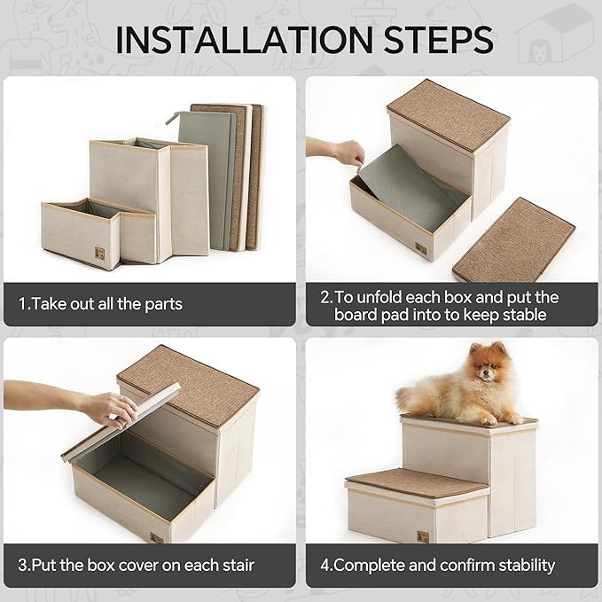 BEDELITE Dog Stairs for Small Medium or Large Dogs 2 Tiers 13" H,