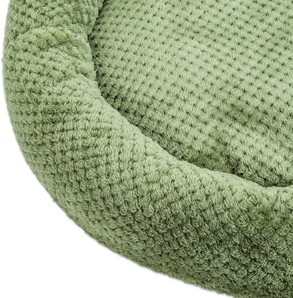 WONDER MIRACLE Fuzzy Deluxe Pet Beds, Super Plush Dog or Cat Beds Ideal for Dog Crates, Machine Wash & Dryer Friendly (24" x 24", Olive Green)