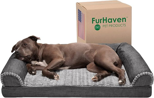 Furhaven Orthopedic Dog Bed for Large/Medium Dogs w/ Removable Bolsters & Washable Cover 55 lbs