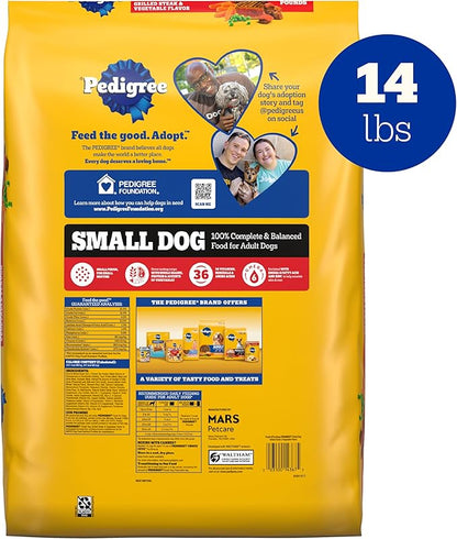 Pedigree Complete Nutrition Adult Small Dog Dry Dog Food, Grilled Steak and Vegetable Flavor, 14 lb. Bag