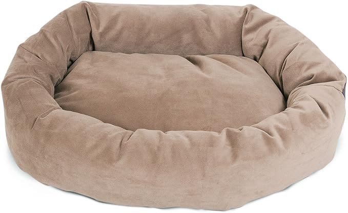 Majestic Pet 52 Inch Suede Calming Dog Bed Washable – Cozy Soft Round Dog Bed with Spine Support for Dogs to Rest their Head 52x35x11 (Inch)