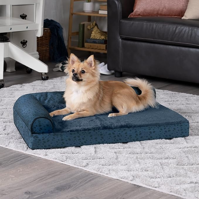 Furhaven Memory Foam Dog Bed for Medium/Small Dogs w/ Removable Bolsters & Washable Cover 35 lbs