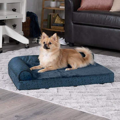 Furhaven Memory Foam Dog Bed for Medium/Small Dogs w/ Removable Bolsters & Washable Cover 35 lbs