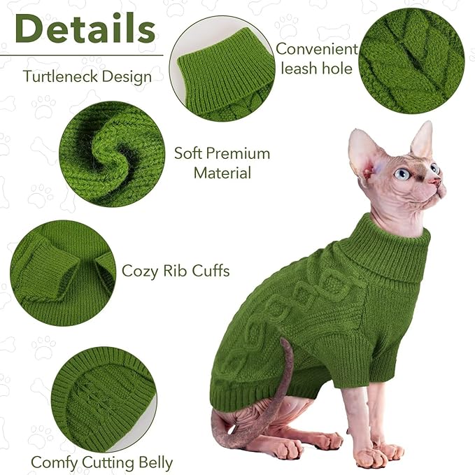 Green Dog Sweater for Medium Dogs Girl Boy