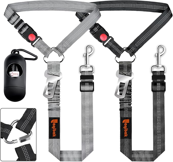 Removable Dog Seat Belts Harness for Car 3 in 1 Pet 2PCS and