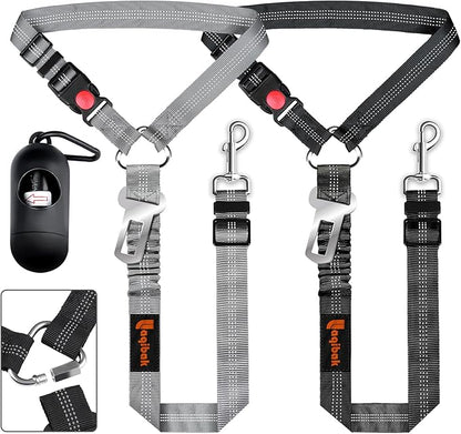 Removable Dog Seat Belts Harness for Car 3 in 1 Pet 2PCS and