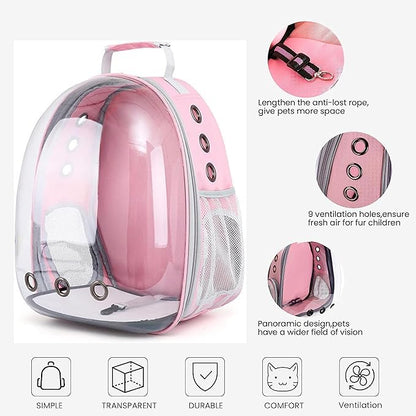 Cat Backpack Carrier,Expandable Bubble Backpack for Carrying Cats and Puppies,Airline-Approved Pet Travel Carrier Designed for Travel, Hiking, Walking Outdoor Use,Pink