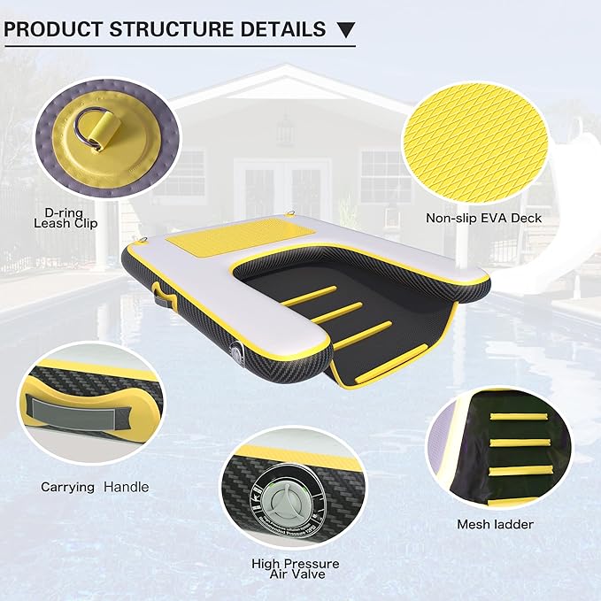 Inflatable Dog Raft Boat Dock Ramp Ladder Water 4ft x 3ft x 4in