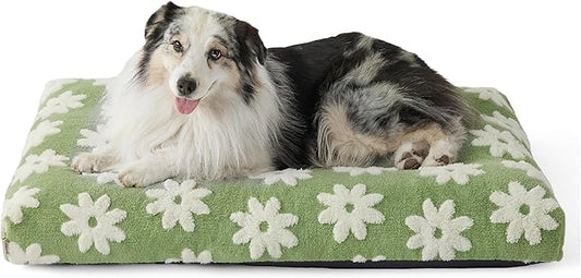 Lesure XLarge Dog Bed-Thick Shredded Chopped Foam Pet Bed Bottom(41'x28', Green)