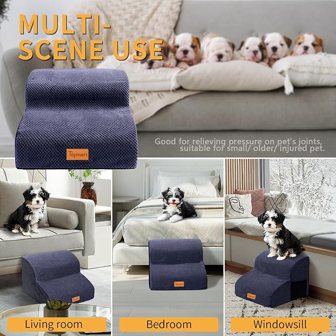 Topmart High Density Foam Pet Steps 2 Tiers 11.8" High,Non-Slip