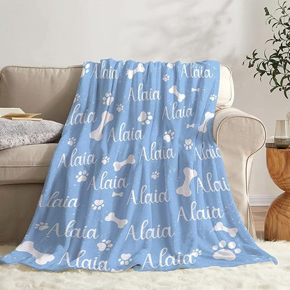 Personalized Dog Blankets Dog Paw Print Blanket Puppy Blanket 80"x60" for