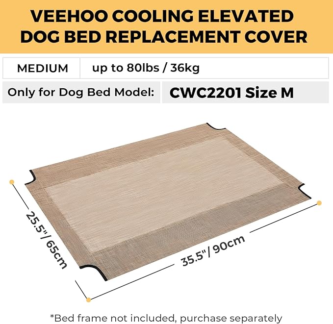 Veehoo Dog Bed Replacement Cover for CWC2201, Size M, Beige Coffee