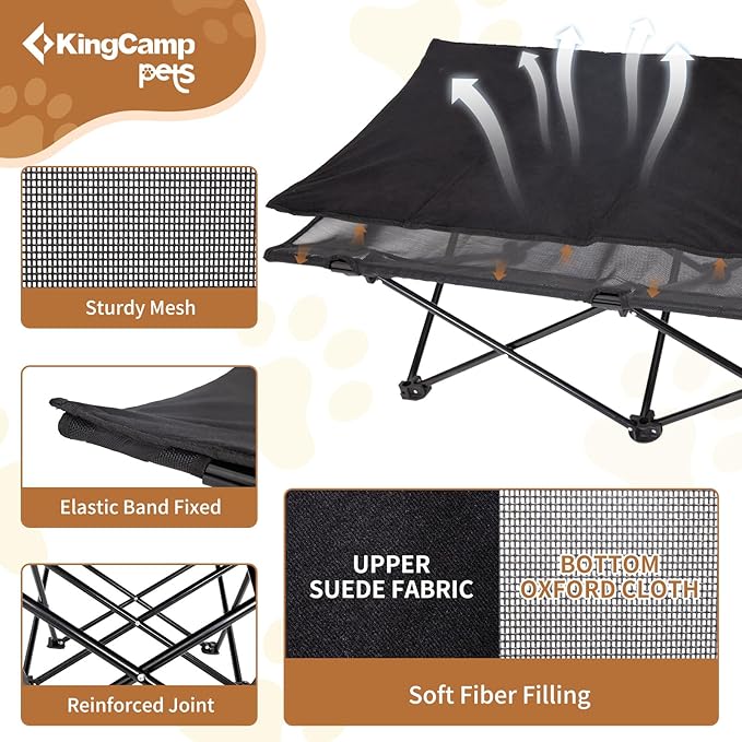 KingCamp Elevated Dog Bed with Separate Washable Sleeping Mat