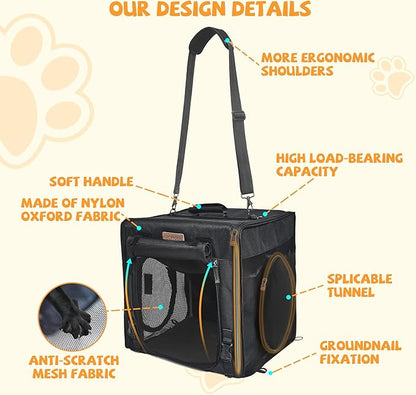 Cat Travel Carrier with Litter Box Portable Single Cat Carriers for Cat and Pet Shelter Ideal for Single Cat Soft Foldable Design with Shoulder Strap, One Hammocks and Cushion