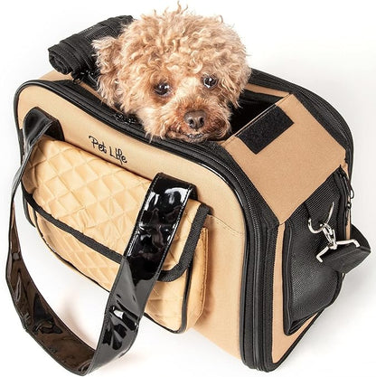 Pet Life Mystique Fashion Airline Approved Pet Carrier - Airline Dog Carrier with Front Pouch and Dual entrances and Included Shoulder Straps