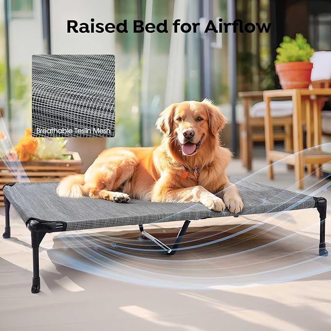 Veehoo Cooling Elevated Dog Bed + Waterproof Removable Pillow-Top Mat
