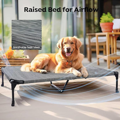 Veehoo Cooling Elevated Dog Bed + Waterproof Removable Pillow-Top Mat