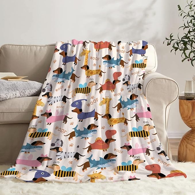 Dachshund Dogs Baby Blanket Food Blanket Gifts Super Soft Swaddle Toddler Blanket, Newborn, Infant Nursery Blanket for Stroller, Crib XS 30x40 in for Pet/Toddler