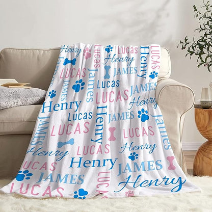 Personalized Dog Blankets Dog Paw Print Blanket Puppy Blanket 120"x90" for