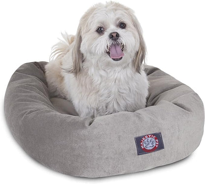 Majestic Pet 24 Inch Micro Velvet Calming Dog Bed Washable – Cozy Soft Round Dog Bed with Spine for Head Support 24x19x7 (inch)
