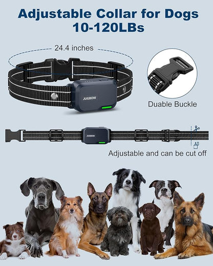 Jugbow Dog Shock Collar - 3300FT Dog Training Collar with Remote IPX7 Waterproof Electric Collar with 4 Training Modes, Security Lock, Rechargeable e-Collar for All Breeds, Sizes Dark Blue