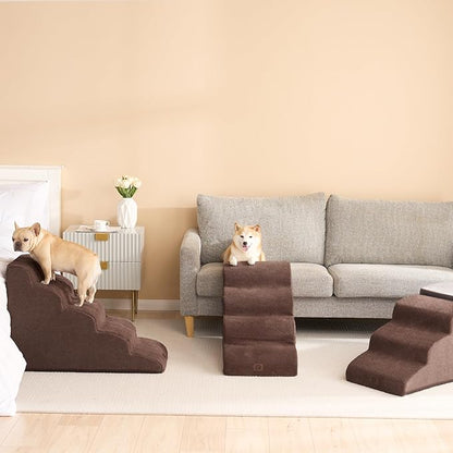 EHEYCIGA Curved Dog Stairs for High Beds 22.6" H 5-Step Dog