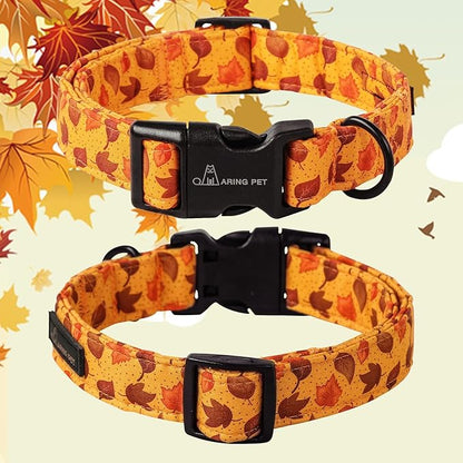 ARING PET Fall Dog Collar-Cotton Lightweight Maple Leaves Dog Collar