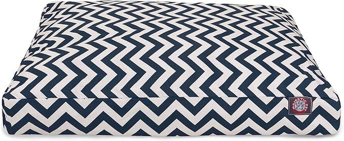 Navy Blue Chevron Small Rectangle Indoor Outdoor Pet Dog Bed With Removable Washable Cover By Majestic Pet Products