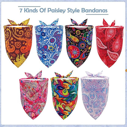 Paisley Dog Bandanas for Small Dogs Breed Cats 18 Inch 7PCS