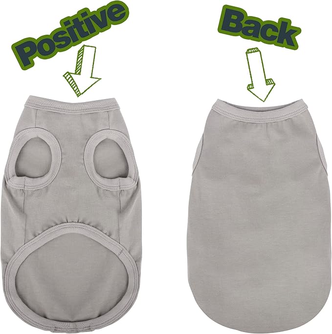 Paiaite Revamp Your Pooch's Closet: 3 Pieces Plain Sleeveless Cotton Dog Shirts