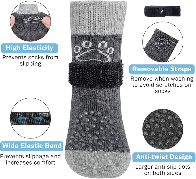 SCENEREAL Dog Socks to Prevent Licking Paws for Hardwood Floors Anti Slip