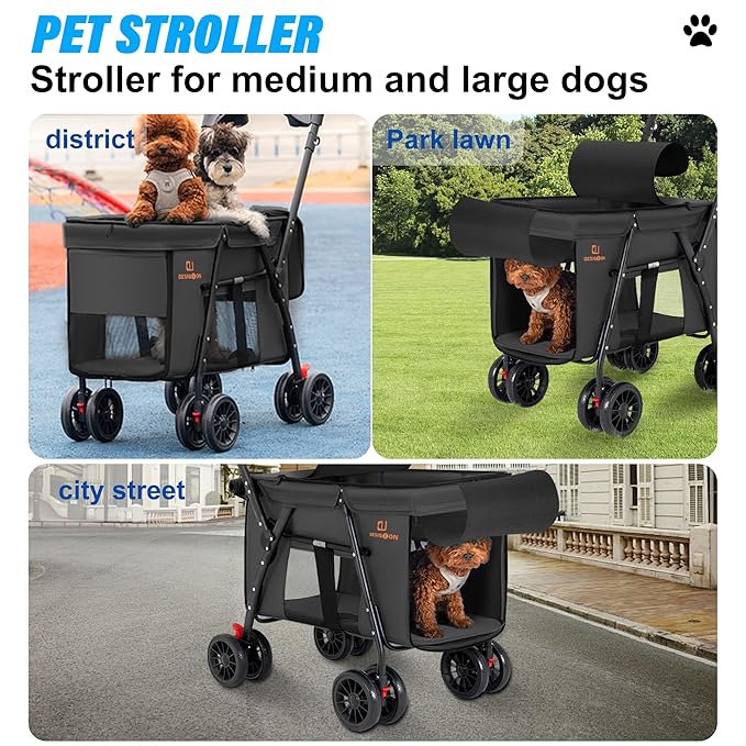 Pet Strollers 3-Door, Folds