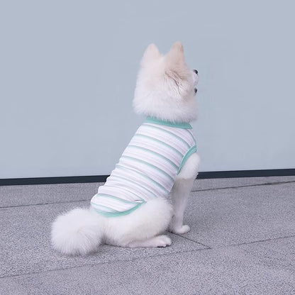 Striped Teacup Pet Dog T-Shirts 100% Cotton