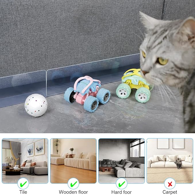 8 Pack Under Bed Blocker for Pets, Under Couch Blocker for Toys,Under Couch Furniture Blocker Barrier Stopper for Pets Cats Dogs 16" L X 7.87" H Clear PVC Couch Guards with Strong Adhesive