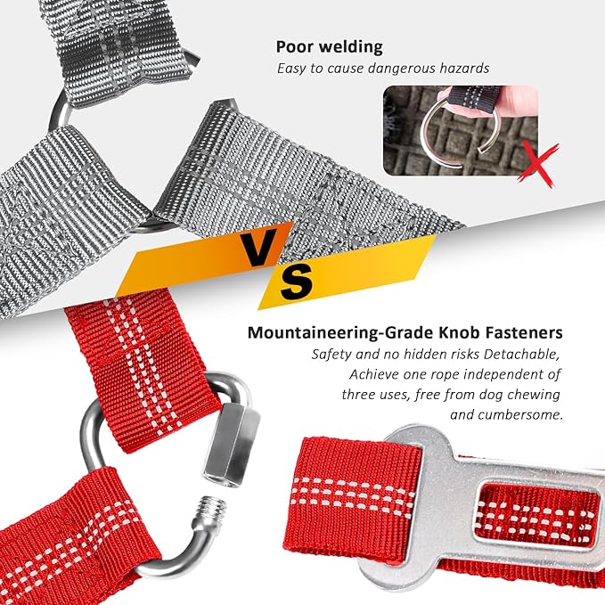 Removable Dog Seat Belts Harness for Car 3 in 1 Pet 2PCS and