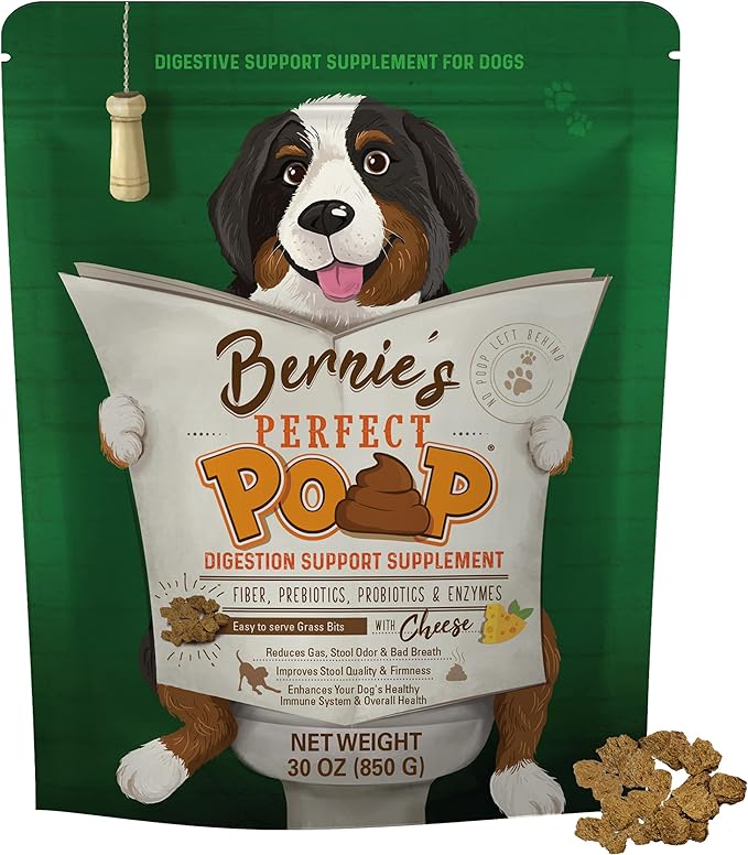 Perfect Poop Digestion & General Health Supplement for Dogs: Fiber, Prebiotics, Probiotics & Enzymes Relieves Digestive Conditions, Optimizes Stool, and Improves Health (Cheddar Cheese, 30.0)