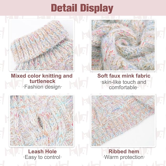 BEAUTYZOO Small Dog Sweater -Turtleneck Pullover Classic Cable Knit Fuzzy Winter Coat Dog Cold Weather Clothes for Small Medium Dogs Puppy Girl Boys(Gradient Beige, M)