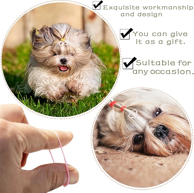 PET SHOW 10pcs Crystal Small Dogs Hair Clips 200pcs Rubber
