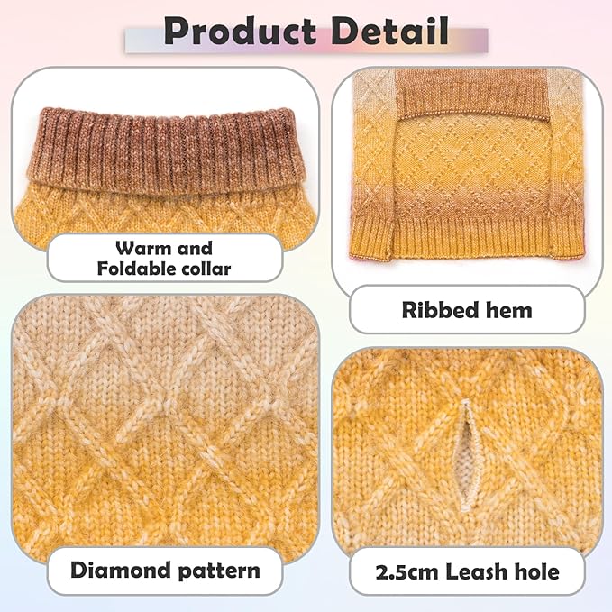 YUDODO Dog Sweater for Small Dogs Colorful Knitted Puppy Sweater Pet Dog Winter Clothes Warm Sweater for Yorkies Chihuahua(Medium