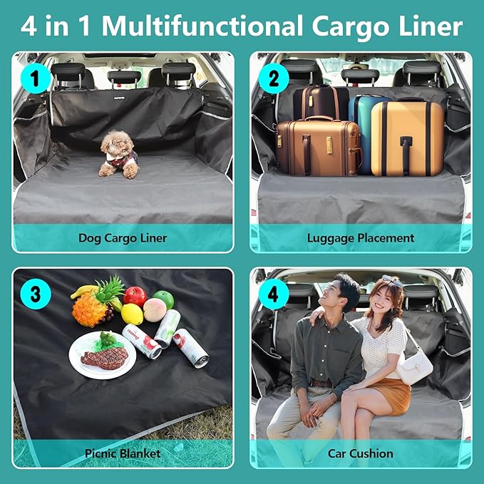 Llamas SUV Cargo Liner for Dogs Waterproof Anti-Slip Prevent Scratch Dog Seat Cover Mat with Bumper Flap Protector Protects Against Dirt & Fur Universal Fit (Black) SN-QCBHDHBX2