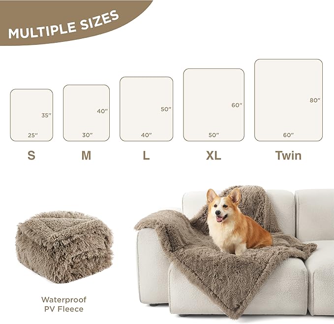 Bedsure Waterproof Dog Blankets for Large Dogs 50"x60", Brown
