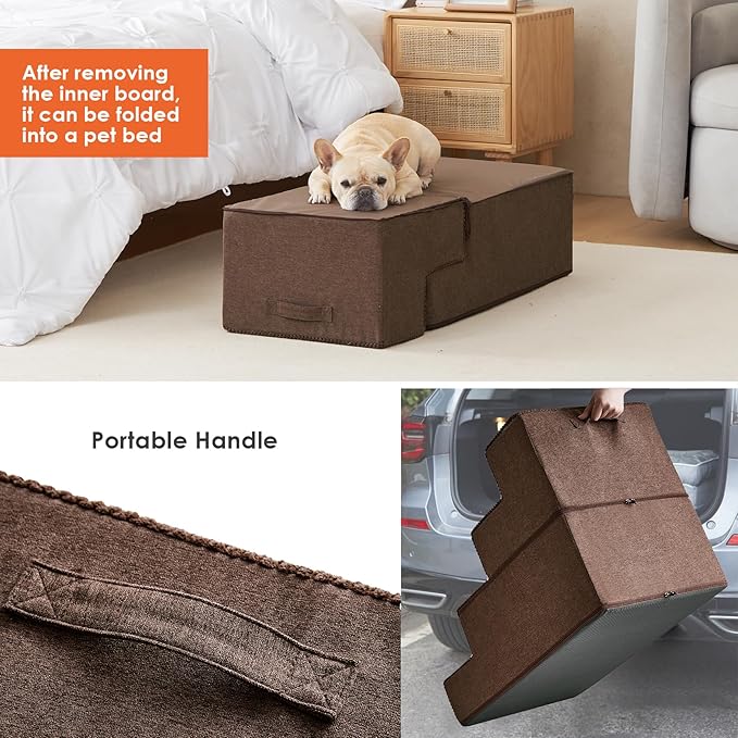 EHEYCIGA Dog Stairs for Bed 20”H 4-Step Extra