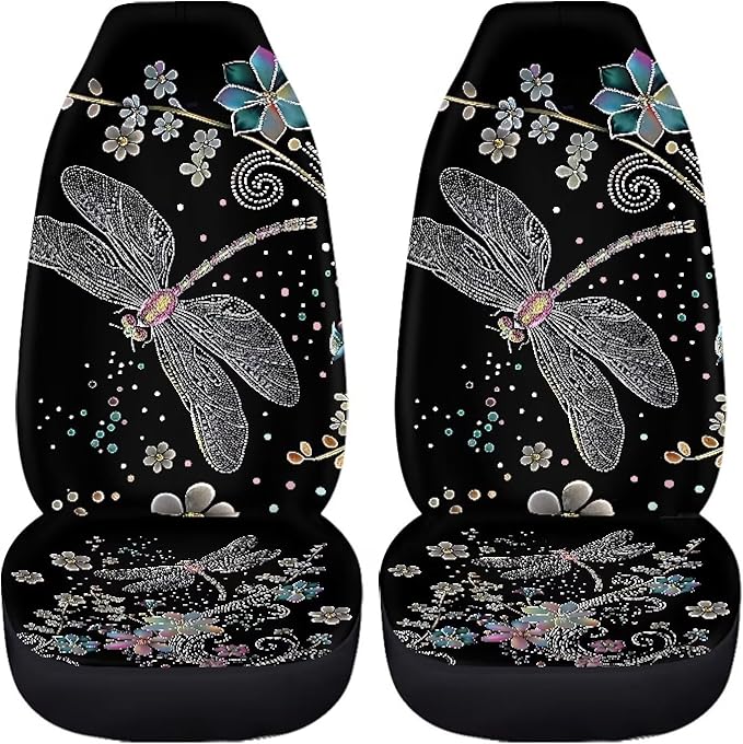 Floral Dragonfly Car Seat Covers Front Set