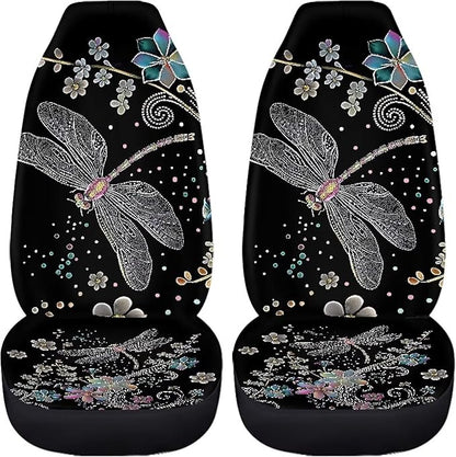 Floral Dragonfly Car Seat Covers Front Set