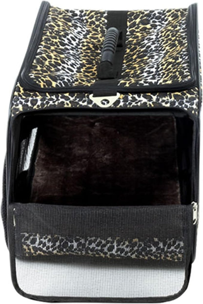 dbest products Pet Smart Cart Carrier, Small, Leopard, Soft Sided Collapsible Folding Travel Bag, Dog Cat Airline Approved Tote Luggage Backpack