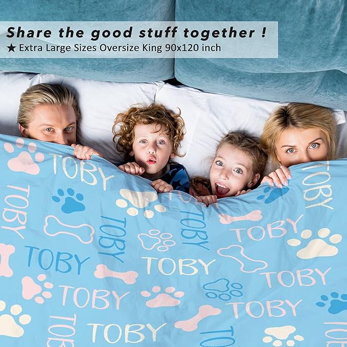 Personalized Dog Blankets Dog Paw Print Blanket Puppy Blanket 60"x50"