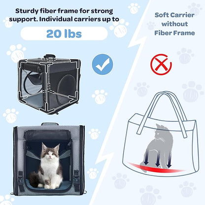 Pets 2-in-1 Portable Cat Carrier with Collapsible Pet Tunnel - Suitable for Small Dogs Home and Cat Travel Bag, Cat Carrier with Litter Box, Includes Soft Hammock/Mat, Travel Cat Car Seat