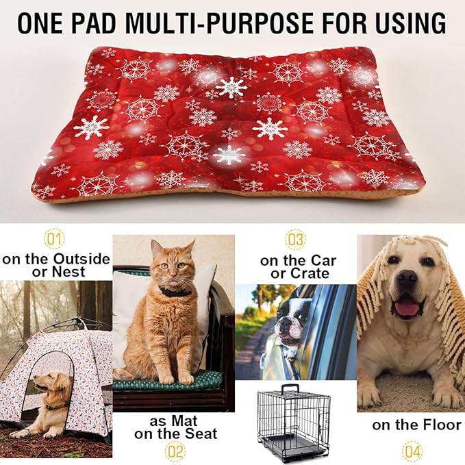 Christmas Snowflakes Pet Bed Pad Soft Dog Bed Mat with Anti-Slip Bottom 24 * 18inches